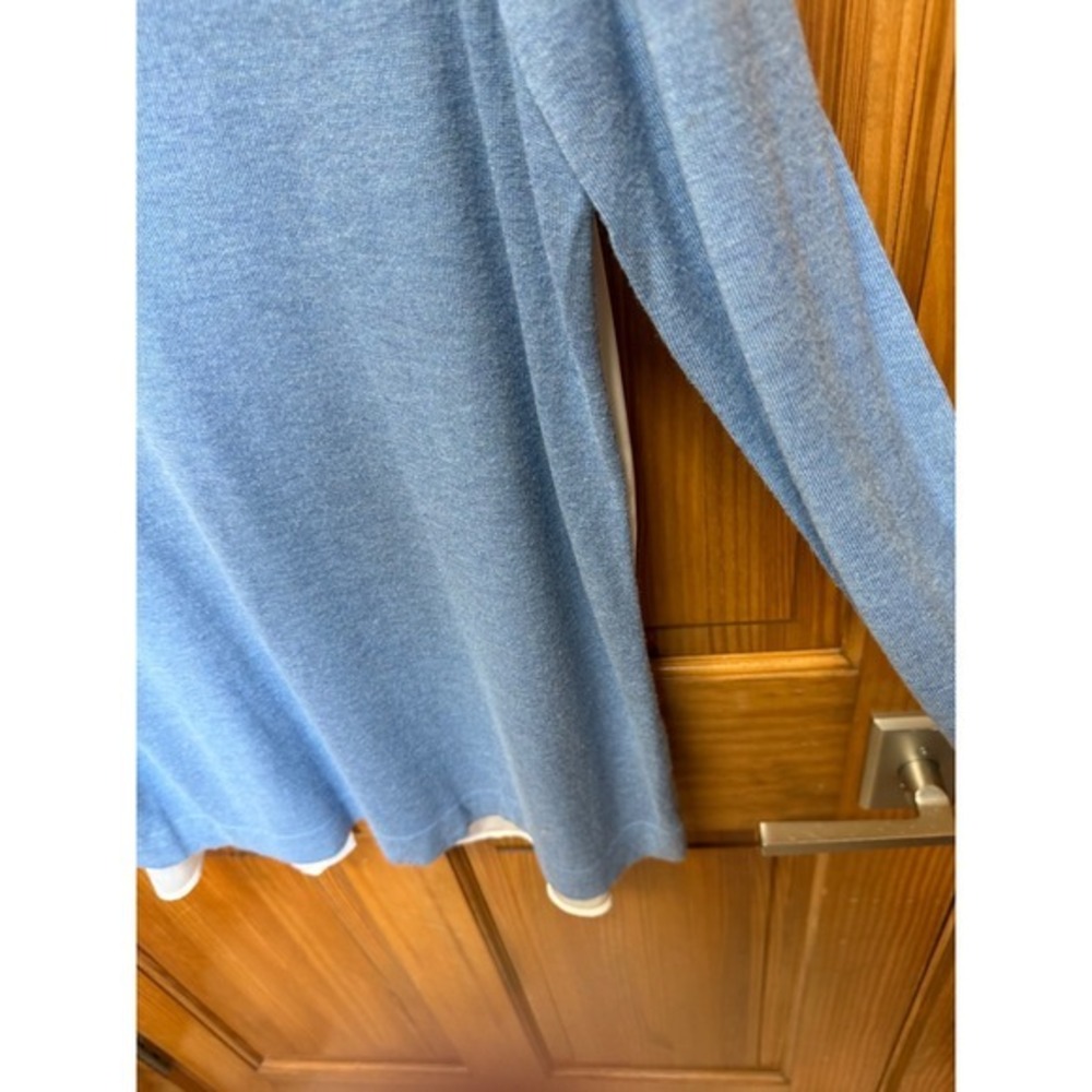Etcetera Designer Mixed Media Tunic Sweater Blue Knit Silk Back  Large - Picture 6 of 10